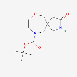 Chemical structure of tert-Butyl 3-oxo-7-oxa-2,10-diazaspiro[4.6]undecane-10-carboxylate