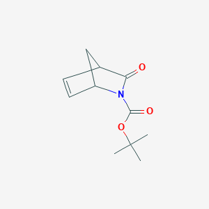 Chemical structure of tert-Butyl 3-oxo-2-azabicyclo[2.2.1]hept-5-ene-2-carboxylate