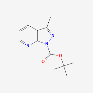 Chemical structure of tert-Butyl 3-methyl-1H-pyrazolo[3,4-b]pyridine-1-carboxylate