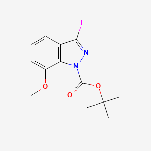 Chemical structure of tert-Butyl 3-iodo-7-methoxy-1H-indazole-1-carboxylate