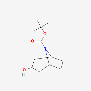 Chemical structure of tert-Butyl 3-hydroxy-8-azabicyclo[3.2.1]octane-8-carboxylate