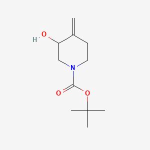 Chemical structure of tert-Butyl 3-hydroxy-4-methylenepiperidine-1-carboxylate