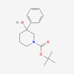 Chemical structure of tert-Butyl 3-hydroxy-3-phenylpiperidine-1-carboxylate