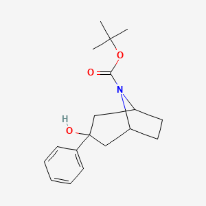 Chemical structure of Tert-Butyl 3-Hydroxy-3-Phenyl-8-Azabicyclo[3.2.1]Octane-8-Carboxylate