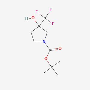 Chemical structure of tert-Butyl 3-hydroxy-3-(trifluoromethyl)pyrrolidine-1-carboxylate