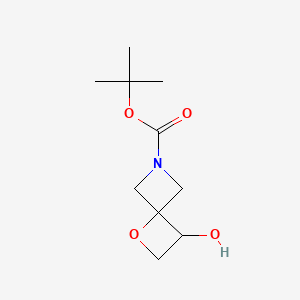 Chemical structure of tert-Butyl 3-hydroxy-1-oxa-6-azaspiro[3.3]heptane-6-carboxylate