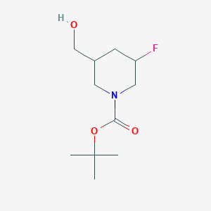 Chemical structure of tert-Butyl 3-fluoro-5-(hydroxymethyl)piperidine-1-carboxylate