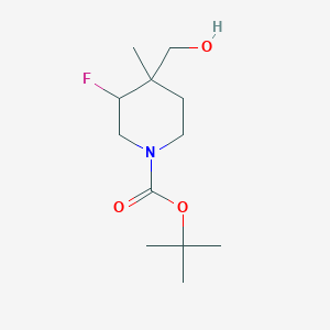 Chemical structure of tert-Butyl 3-fluoro-4-(hydroxymethyl)-4-methylpiperidine-1-carboxylate