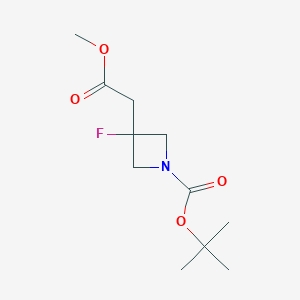 Chemical structure of Tert-Butyl 3-Fluoro-3-(2-Methoxy-2-Oxoethyl)Azetidine-1-Carboxylate