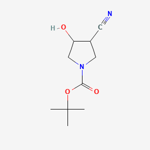 Chemical structure of tert-Butyl 3-cyano-4-hydroxypyrrolidine-1-carboxylate