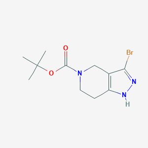 Chemical structure of tert-Butyl 3-bromo-6,7-dihydro-1H-pyrazolo[4,3-c]pyridine-5(4H)-carboxylate