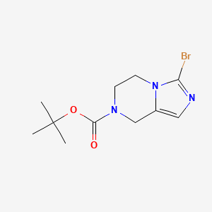 Chemical structure of tert-Butyl 3-bromo-5,6-dihydroimidazo[1,5-a]pyrazine-7(8H)-carboxylate