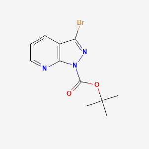 Chemical structure of tert-Butyl 3-bromo-1H-pyrazolo[3,4-b]pyridine-1-carboxylate