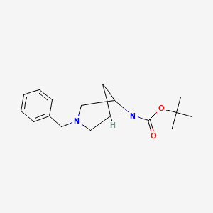 Chemical structure of tert-Butyl 3-benzyl-3,6-diazabicyclo[3.1.1]heptane-6-carboxylate