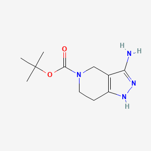 Chemical structure of tert-Butyl 3-amino-6,7-dihydro-1H-pyrazolo[4,3-c]pyridine-5(4H)-carboxylate