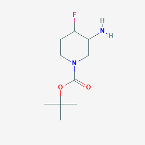 Chemical structure of tert-Butyl 3-amino-4-fluoropiperidine-1-carboxylate