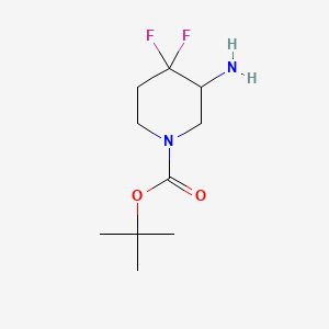 Chemical structure of tert-Butyl 3-amino-4,4-difluoropiperidine-1-carboxylate