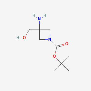 Chemical structure of tert-Butyl 3-amino-3-(hydroxymethyl)azetidine-1-carboxylate