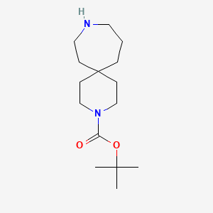 Chemical structure of tert-butyl 3,9-diazaspiro[5.6]dodecane-3-carboxylate