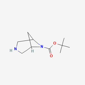 Chemical structure of tert-Butyl 3,6-diazabicyclo[3.1.1]heptane-6-carboxylate