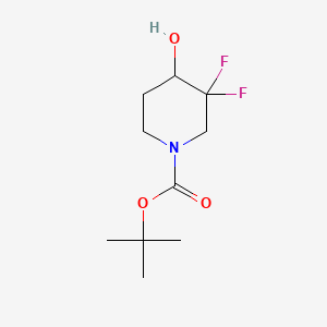 Chemical structure of tert-Butyl 3,3-difluoro-4-hydroxypiperidine-1-carboxylate