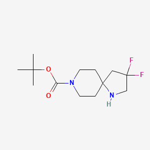 Chemical structure of tert-Butyl 3,3-difluoro-1,8-diazaspiro[4.5]decane-8-carboxylate