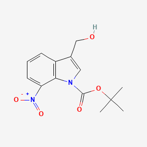 Chemical structure of tert-Butyl 3-(hydroxymethyl)-7-nitro-1H-indole-1-carboxylate