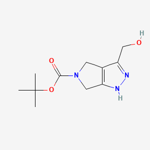 Chemical structure of tert-Butyl 3-(hydroxymethyl)-4,6-dihydropyrrolo[3,4-c]pyrazole-5(1H)-carboxylate