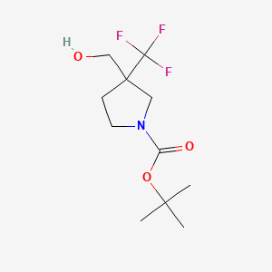 Chemical structure of tert-Butyl 3-(hydroxymethyl)-3-(trifluoromethyl)pyrrolidine-1-carboxylate