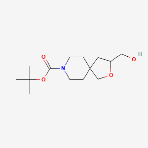 Chemical structure of tert-Butyl 3-(hydroxymethyl)-2-oxa-8-azaspiro[4.5]decane-8-carboxylate