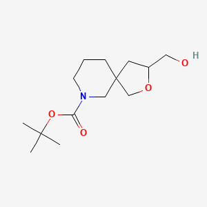 Chemical structure of tert-Butyl 3-(hydroxymethyl)-2-oxa-7-azaspiro[4.5]decane-7-carboxylate