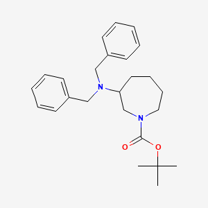 Chemical structure of tert-butyl 3-(dibenzylamino)azepane-1-carboxylate