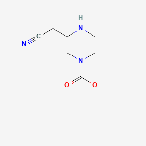 Chemical structure of tert-Butyl 3-(cyanomethyl)piperazine-1-carboxylate