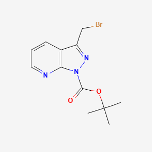 Chemical structure of tert-Butyl 3-(bromomethyl)-1H-pyrazolo[3,4-b]pyridine-1-carboxylate