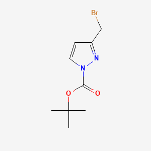 Chemical structure of tert-Butyl 3-(bromomethyl)-1H-pyrazole-1-carboxylate
