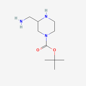 Chemical structure of tert-Butyl 3-(aminomethyl)piperazine-1-carboxylate