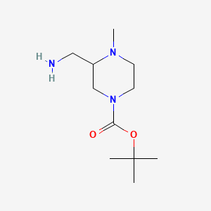 Chemical structure of tert-Butyl 3-(aminomethyl)-4-methylpiperazine-1-carboxylate