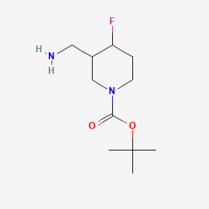 Chemical structure of tert-Butyl 3-(aminomethyl)-4-fluoropiperidine-1-carboxylate