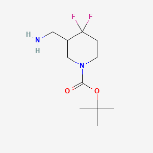Chemical structure of tert-Butyl 3-(aminomethyl)-4,4-difluoropiperidine-1-carboxylate
