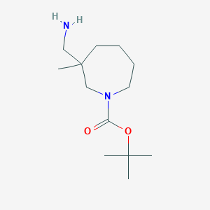 Chemical structure of Tert-Butyl 3-(Aminomethyl)-3-Methylazepane-1-Carboxylate