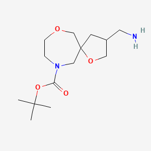 Chemical structure of tert-Butyl 3-(aminomethyl)-1,7-dioxa-10-azaspiro[4.6]undecane-10-carboxylate