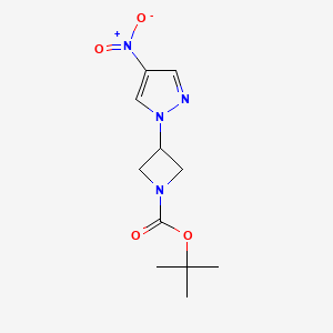 Chemical structure of tert-Butyl 3-(4-nitro-1H-pyrazol-1-yl)azetidine-1-carboxylate