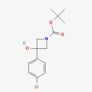 Chemical structure of tert-Butyl 3-(4-bromophenyl)-3-hydroxyazetidine-1-carboxylate