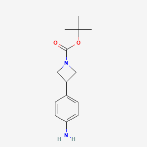 Chemical structure of tert-Butyl 3-(4-aminophenyl)azetidine-1-carboxylate