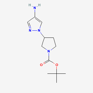 Chemical structure of tert-Butyl 3-(4-amino-1H-pyrazol-1-yl)pyrrolidine-1-carboxylate