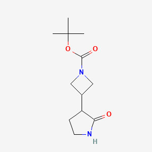 Chemical structure of tert-Butyl 3-(2-oxopyrrolidin-3-yl)azetidine-1-carboxylate