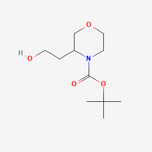 Chemical structure of tert-Butyl 3-(2-hydroxyethyl)morpholine-4-carboxylate