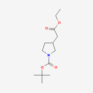 Chemical structure of tert-Butyl 3-(2-ethoxy-2-oxoethyl)pyrrolidine-1-carboxylate