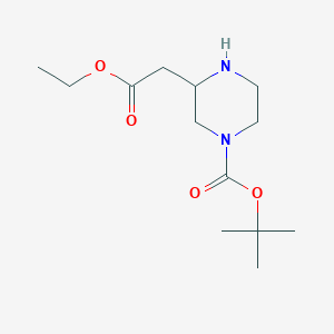 Chemical structure of tert-Butyl 3-(2-ethoxy-2-oxoethyl)piperazine-1-carboxylate