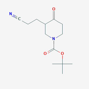 Chemical structure of tert-Butyl 3-(2-cyanoethyl)-4-oxopiperidine-1-carboxylate